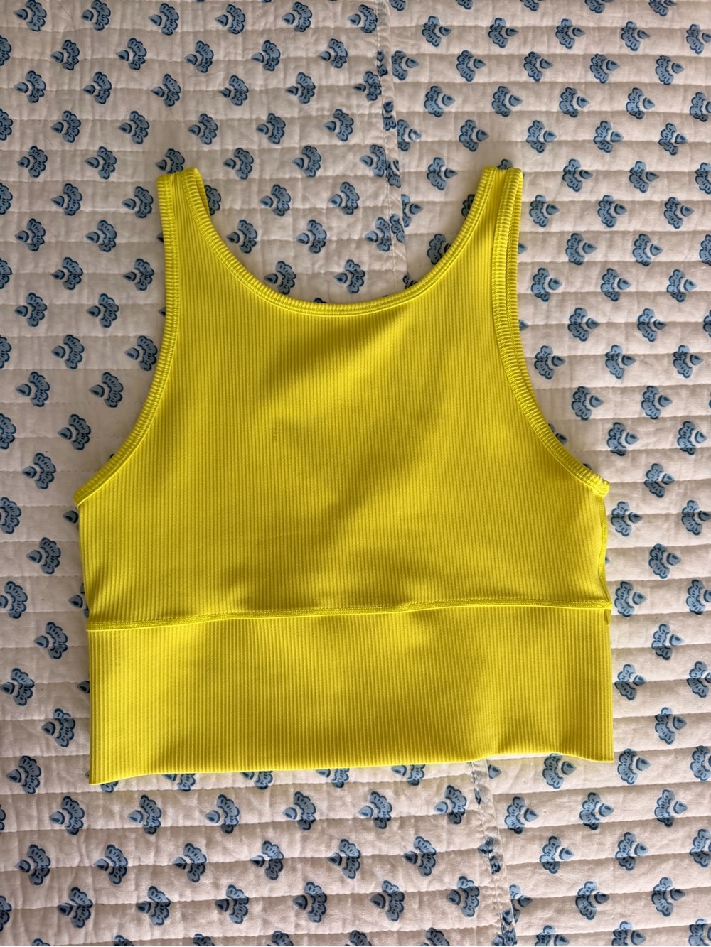 Lululemon Reversible Ribbed Longline Sports Bra Tank Neon Yellow Size Small